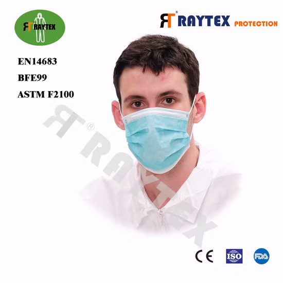 Raytex 11031 Maschera facciale in tessuto non tessuto a 3 strati con passante per l'orecchio, disponibile direttamente dalla fabbrica